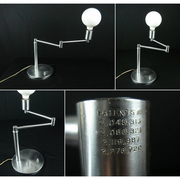 Swing Arm Stainless Table Desk Lamp Similar Walter Von Nessen Vintage - Picture 2 of 3
